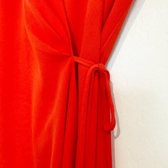 Babaton Aritzia Wallace V-Neck Short Sleeve Crossover Wrap Mini Dress Red Small - Picture 5 of 10